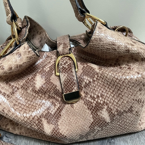 G.I.L.I Python Leather Slouch Large Tote Bag - Picture 2 of 13